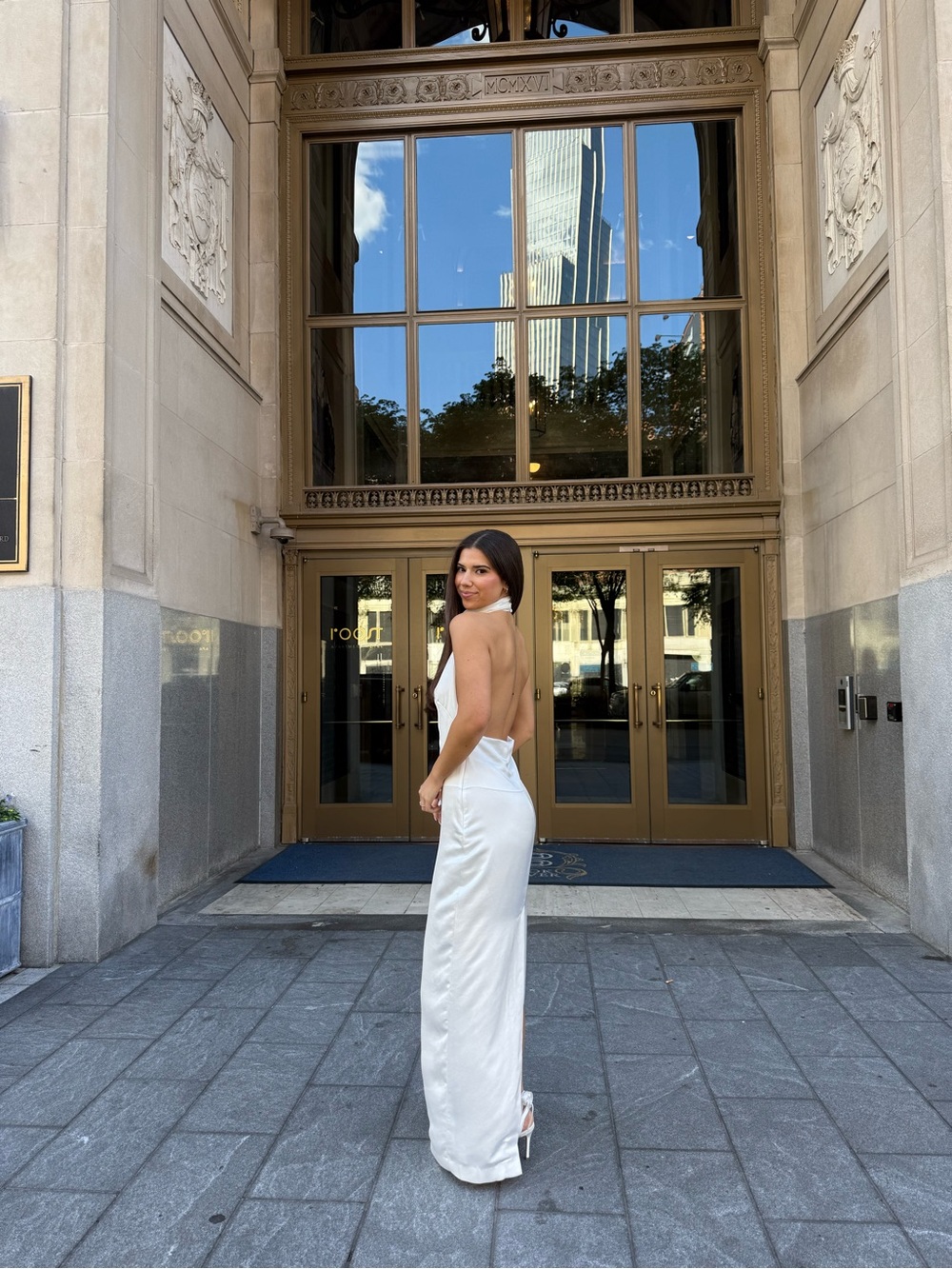 BHLDN white Backless Halter Column Gown